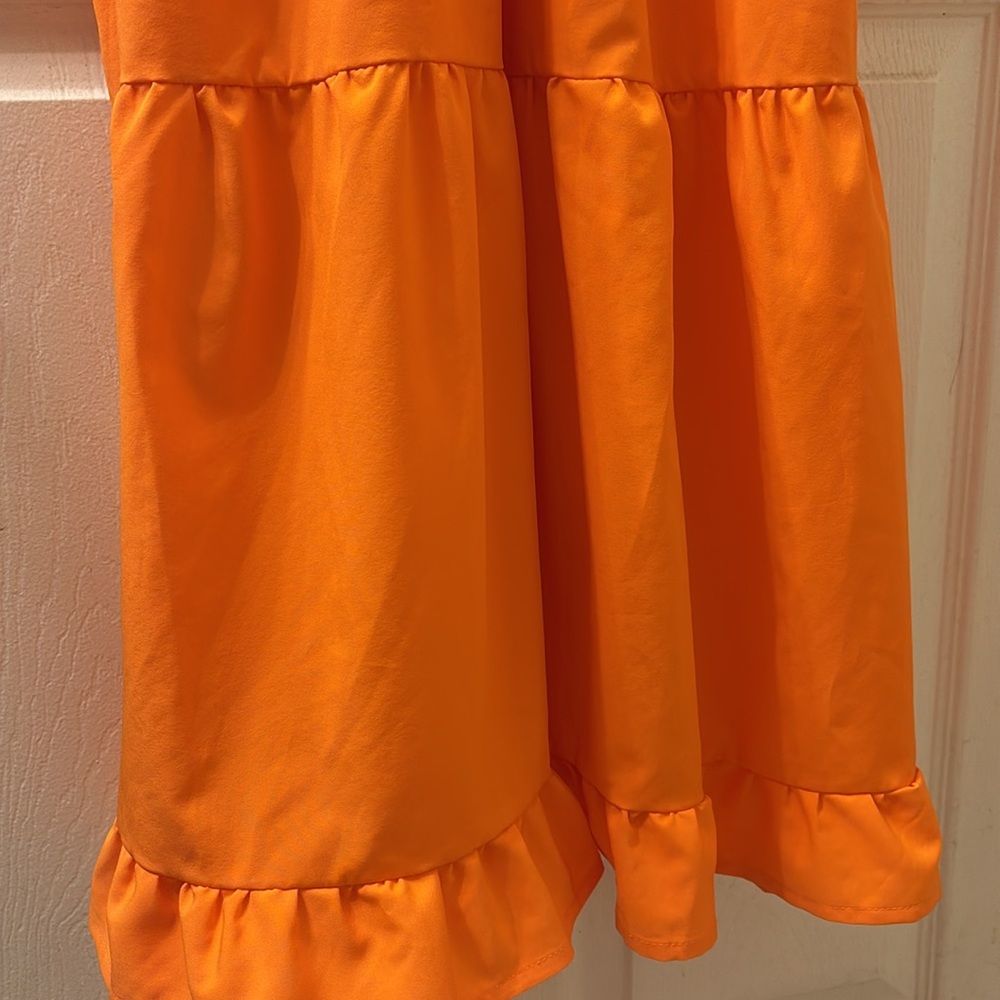 NWT The Grey Nickel Boutique Orange Tiered Maxi/Midi Dress - Picture 3 of 5